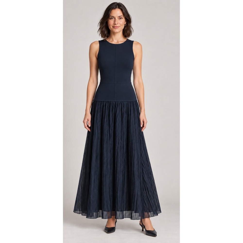 New Reformation Cyra dropped waist Flowy Maxi Wedding Guest Dress Navy